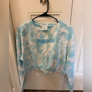 Barstool HUNGOVER Light Blue Tie-Dye Crewneck Sweatshirt Cropped